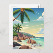 Seychellen Anse Source d'Argent Beach Travel Postkarte (Vorne/Hinten)