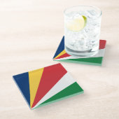 Seychellen-Flagge Glasuntersetzer (Schrägansicht)