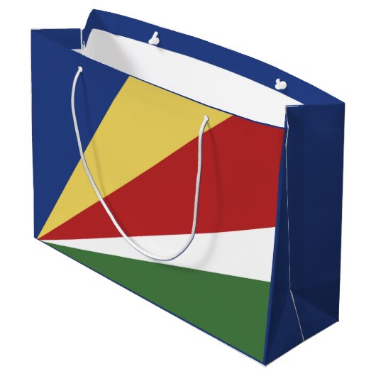 Seychellen-Flagge Große Geschenktüte (Rückseite Schrägansicht)