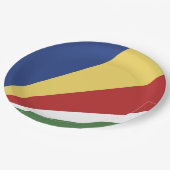 Seychellen-Flagge Pappteller (Schrägansicht)
