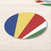 Seychellen-Flagge Runder Pappuntersetzer (Angewinkelt)