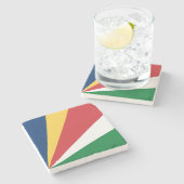 Seychellen-Flagge Steinuntersetzer (Seitenansicht)