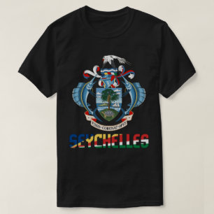 Seychellen-Flagge und Wappen Patriotisch T-Shirt