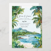 Seychellen-Hochzeit in Urlaubsort Einladung (Vorne/Hinten)