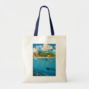 Seychellen Illustration Reise Kunst Vintage Tragetasche