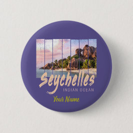 Seychellen Indischer Ozean Vintager Sonnenuntergan Button