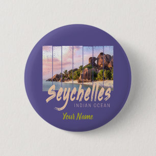 Seychellen Indischer Ozean Vintager Sonnenuntergan Button