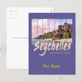 Seychellen Indischer Ozean Vintager Sonnenuntergan Feiertagspostkarte