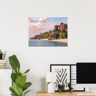Seychellen La Digue Vintage-Sonnenuntergang Urlaub Poster