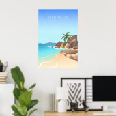 Seychellen Minimal Reiseplakat Poster (Heimbüro)