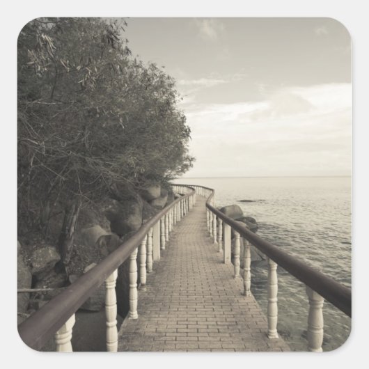 Seychellen, Praslin Island, Anse Bois de Rose, Quadratischer Aufkleber (Vorderseite)