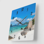 Seychellen Quadratische Wanduhr (Winkel)