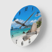 Seychellen Runde Wanduhr (Winkel)