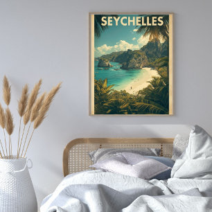 Seychellen Serenität – Vintage Tropeninsel Poster