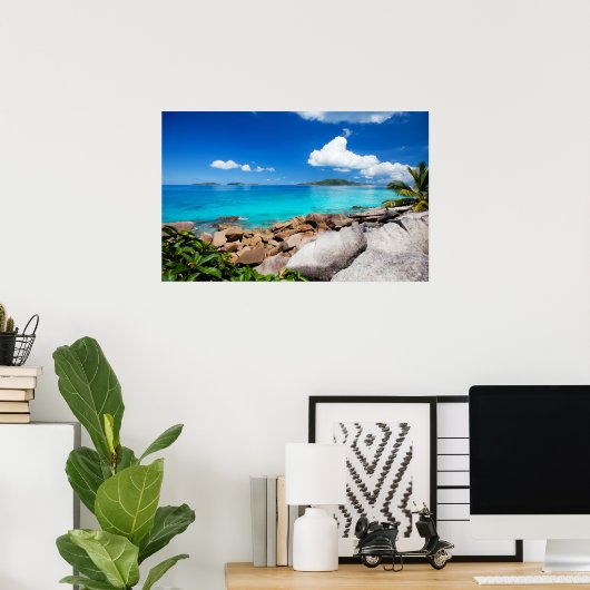 Seychellen. Steinküste Poster (Heimbüro)