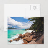 Seychellen. Steinküste Postkarte (Vorne/Hinten)