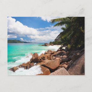 Seychellen. Steinküste Postkarte