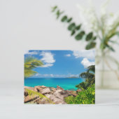 Seychellen. Steinküste Postkarte (Stehend Vorderseite)