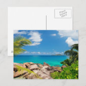 Seychellen. Steinküste Postkarte (Vorne/Hinten)