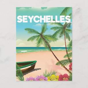 Seychellen-Strandreiseplakat Postkarte