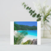 Seychellen: Tropischer Strand Postkarte (Stehend Vorderseite)