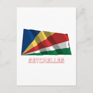 Seychellen Waving Flag mit Namen Postkarte