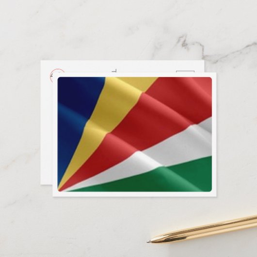 Seychellen - Waving Flag - Postkarte (Vorderseite/Rückseite Beispiel)