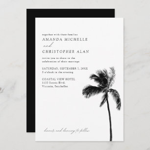 Seychellen Wedding Beach Black & White Elegant Einladung