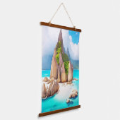Seychelles Beach Art Ocean Lover Wandteppich Mit Holzrahmen (Gewinkelt)