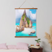 Seychelles Beach Art Ocean Lover Wandteppich Mit Holzrahmen (Schlafzimmer)
