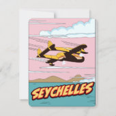 Seychelles Cartoon Reiseplakat. (Rückseite)