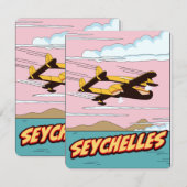 Seychelles Cartoon Reiseplakat. (Vorne/Hinten)