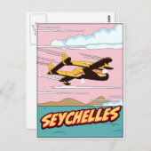Seychelles Cartoon Reiseplakat. Postkarte (Vorne/Hinten)