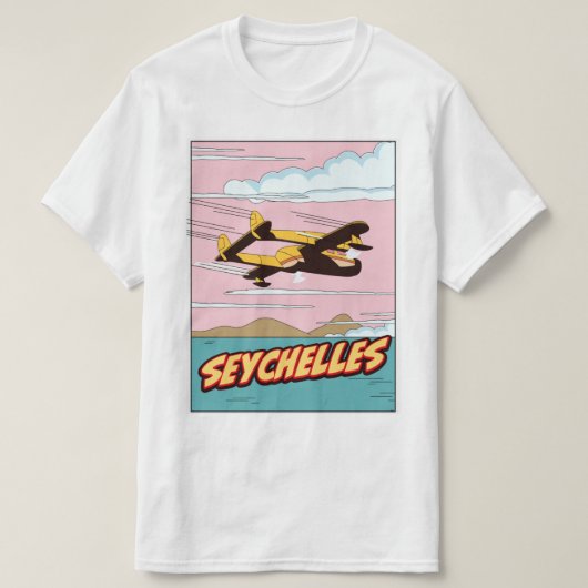 Seychelles Cartoon Reiseplakat. T-Shirt (Design vorne)