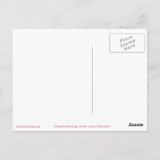 Seychelles Conus Muscheln Postkarte (Rückseite)