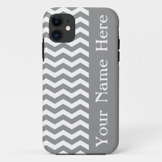 Seychelles Gray Wave Zickzack mit Namen Case-Mate iPhone Hülle (Rückseite)