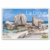 Seychelles La Digue Anse Marron Beach Vintag Aufkleber (Vorderseite)