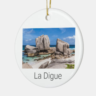 Seychelles La Digue Anse Marron Beach Vintag Keramik Ornament