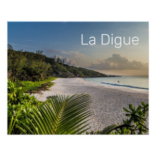 Seychelles La Digue Sunset Beach Holiday Souvenir Poster