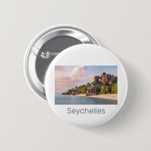 Seychelles La Digue Vintag Sunset Holiday Geschenk Button