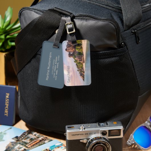 Seychelles La Digue Vintag Sunset Holiday Geschenk Gepäckanhänger (Vorderseite & Rückseite)