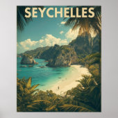 Seychelles Serenity – Vintage Tropical Island  Poster (Vorne)