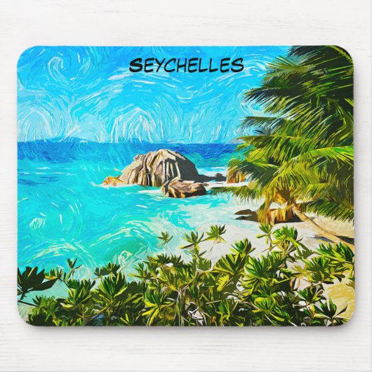 Seychelles Tropical Oil Painting – Vibrant Island Mousepad (Vorne)