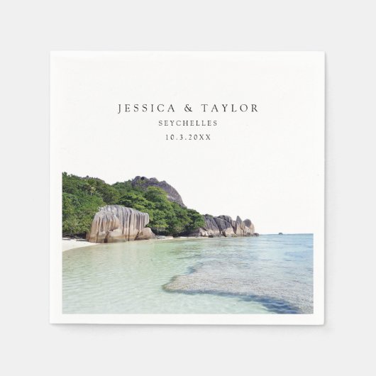 Seychelles Wedding Custom Foto Cocktail Napkins Serviette (Vorderseite)