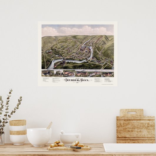 Seymour, CT Panoramic Map - 1879 Poster (Küche)