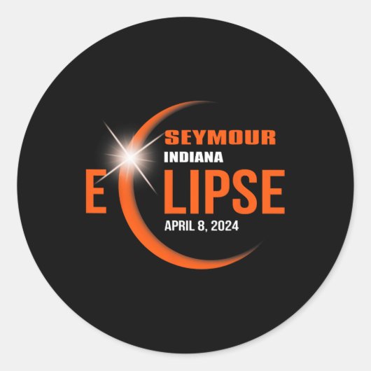Seymour Indiana Eclipse 2024 Total Solar Eclipse Runder Aufkleber (Vorderseite)