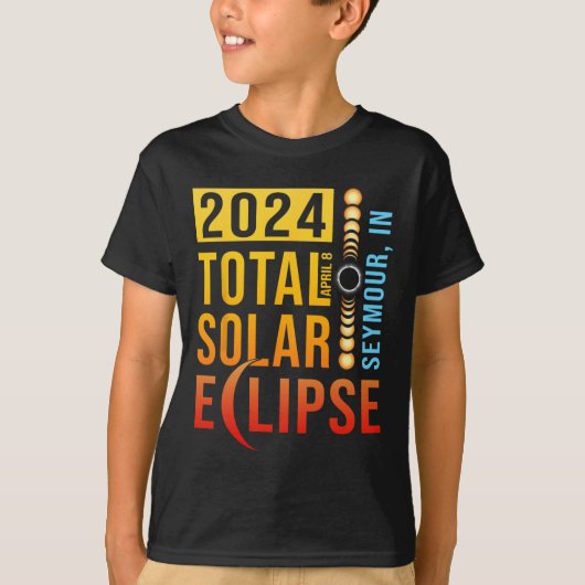 Seymour Indiana Total Solar Eclipse 2024 T-Shirt (Vorderseite)