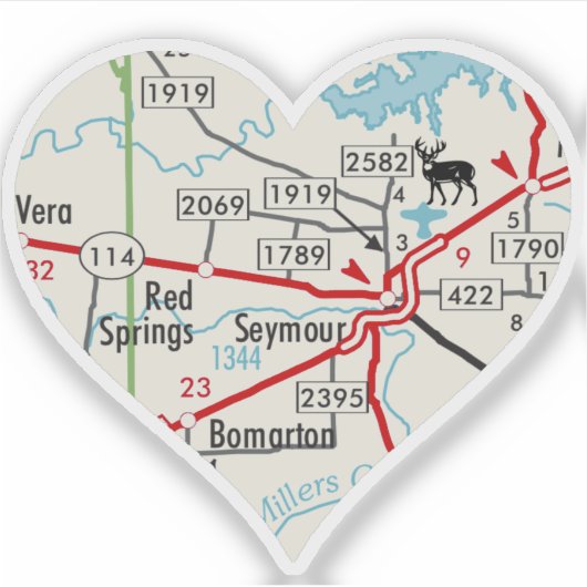 Seymour Texas Map Aufkleber (Vorderseite)