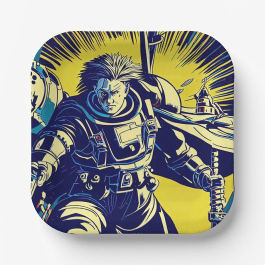 SF - Anime Hero Woodcut 1 Pappteller (Vorderseite)