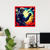 SF - Anime Hero Woodcut 2 Poster (Heimbüro)